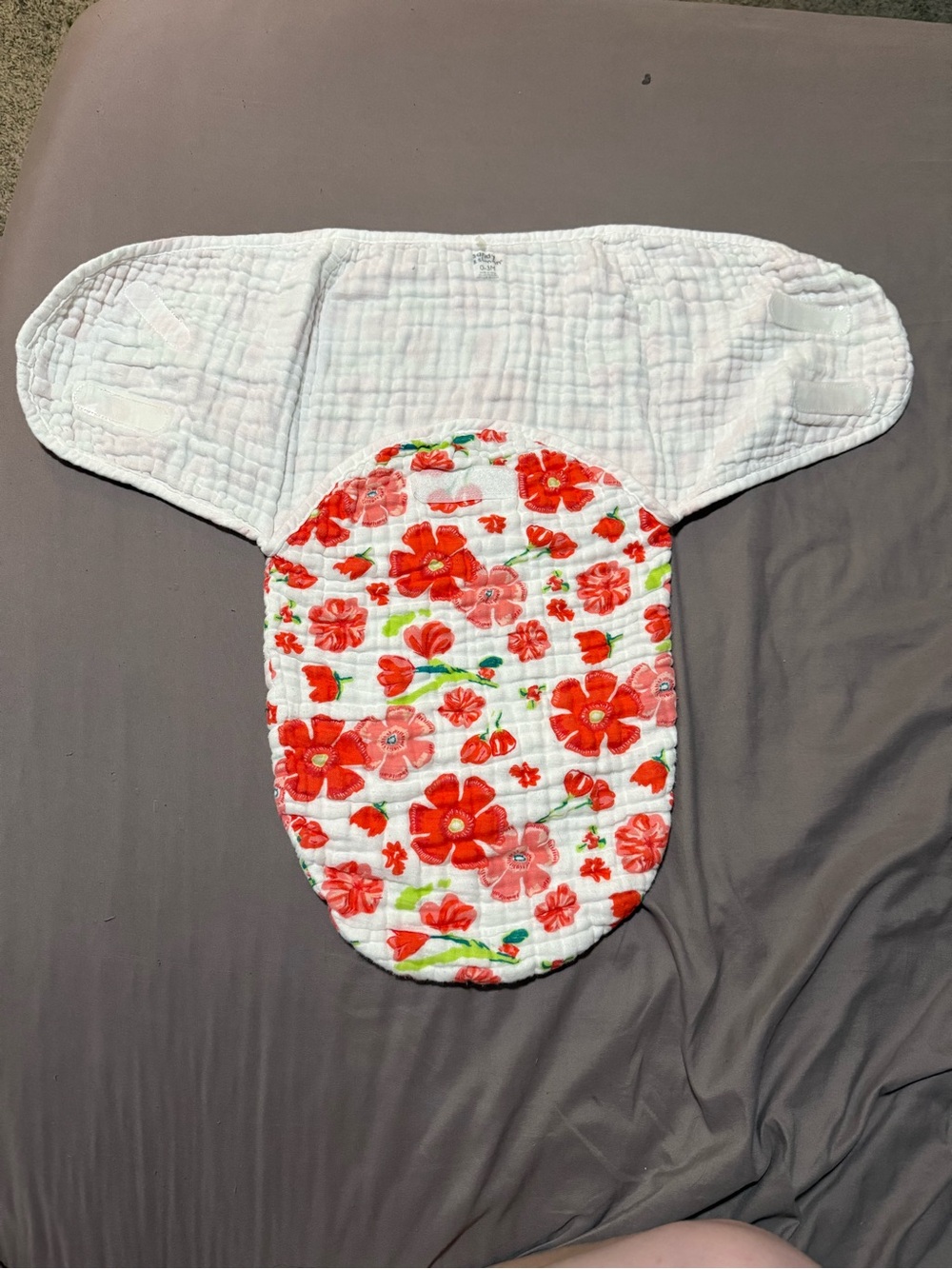 Red Floral Muslin Baby Sleep Sack Swaddle